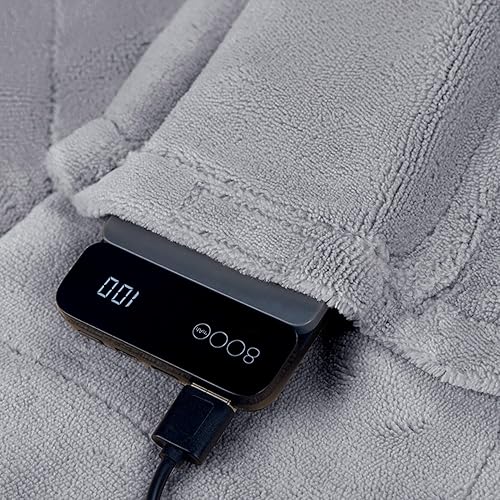 Miniatura 8 de Manta térmica USB cálida para hombres y mujeres, manta térmica portátil para oficina, hogar y exteriores (azul con 3 ajustes de calor)