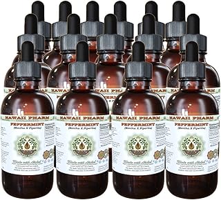 Peppermint Alcohol-Free Liquid Extract, Organic Peppermint (Mentha X Piperita) Dried Leaf Glycerite Natural Herbal Supplement, Hawaii Pharm, USA 15x4 fl.oz