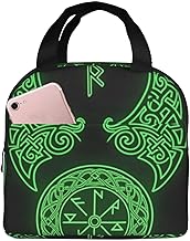 Meal Prep Lunch Bag for Women and Men, Reusable Insulated Lunch Box for Work, Outdoor, Office, and Trips, Norse Viking Fenrir And Vegvisir Lunch Bag