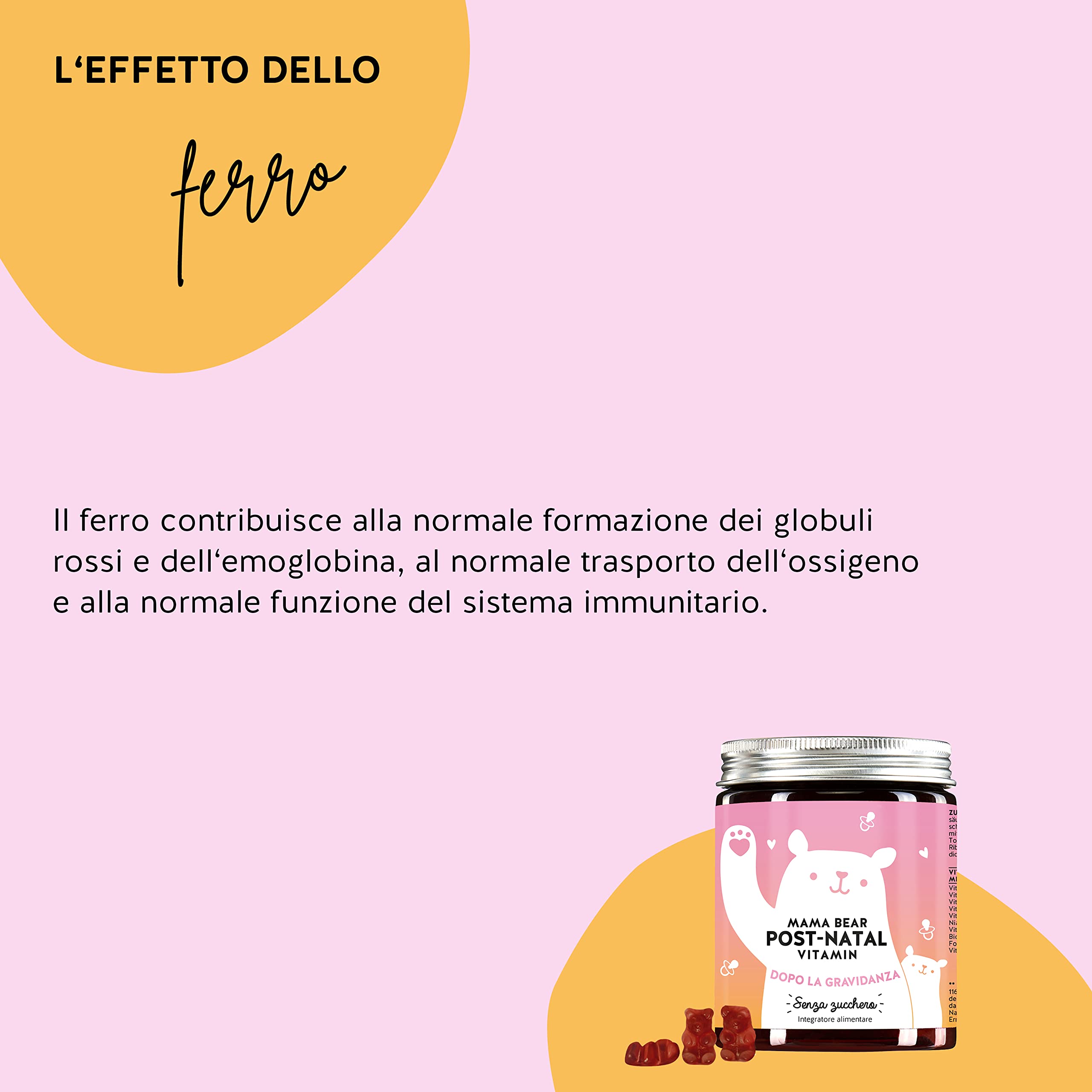 Bears with Benefits Complesso vitaminico concentrato per l'allattamento - con acido folico, ferro, zinco, selenio - orsetti gommosi (60 pz) - BEARS WITH BENEFITS Mama Bear Postnatal