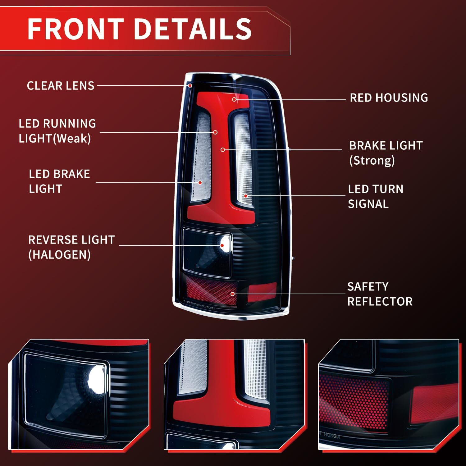 LED Tail Light Assembly Compatible with Chevy Silverado 1500 2500 HD 3500 HD 2003 2004 2005 2006, Upgrade LED Brake Rear Lamp Replacement, Black and Red Housing Clear Lens, Pair Set