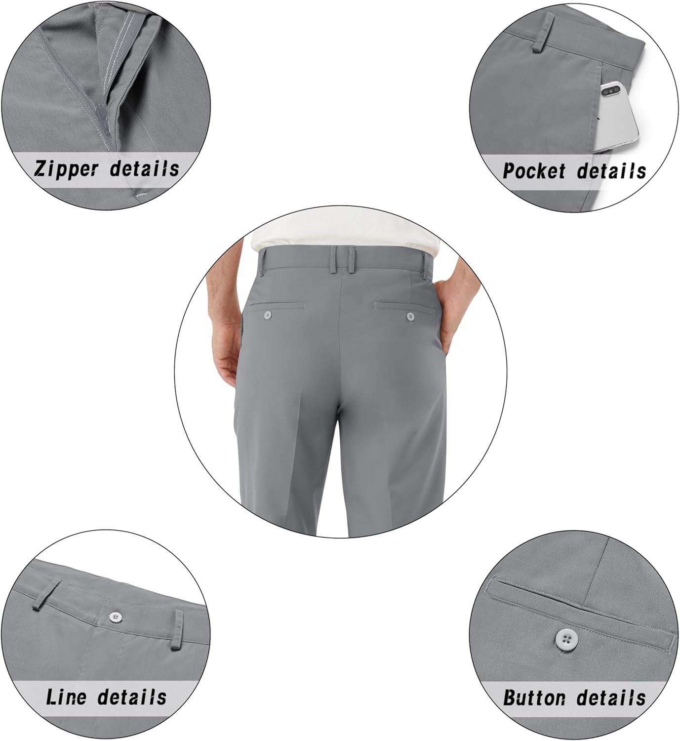 Men's Tall Classic Fit Flex Flat Front Dress Pants Formal Pants for Business & Office - Image 5