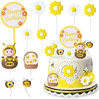 11 Piezas Decoración para Tartas Abeja, Bee Cupcake Topper, Margarita Topper Tartas, Abejas Pastel Decorativa, para Baby Shower Fiesta de Cumpleaños de Niño y Niña