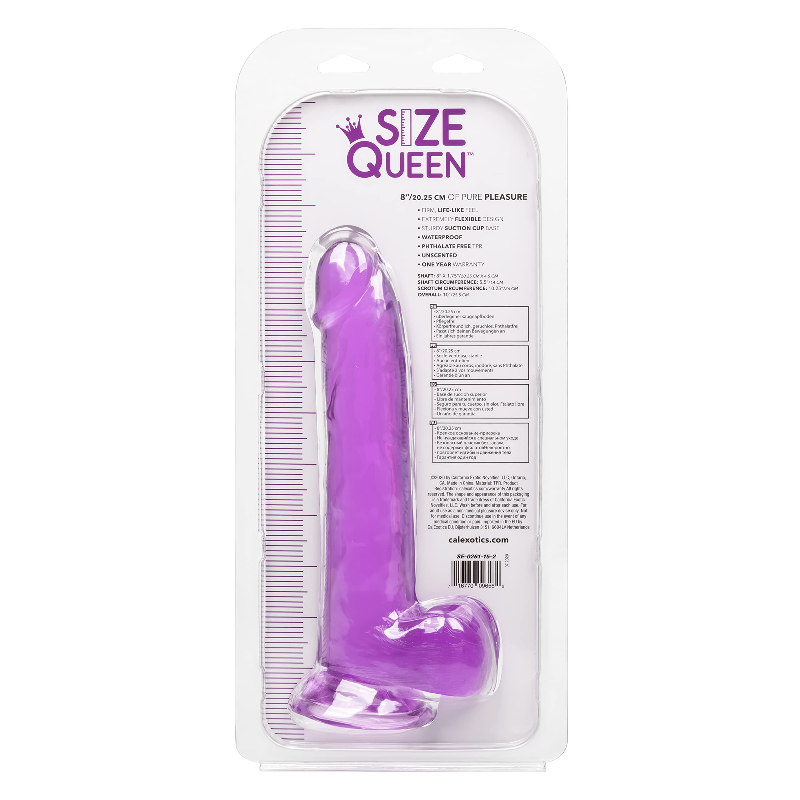 Gode Calexotics "Taille Reine" Bleu - Longueur 15.3 Cm, Sans Vibration, Neuf (produit Pour Adulte)