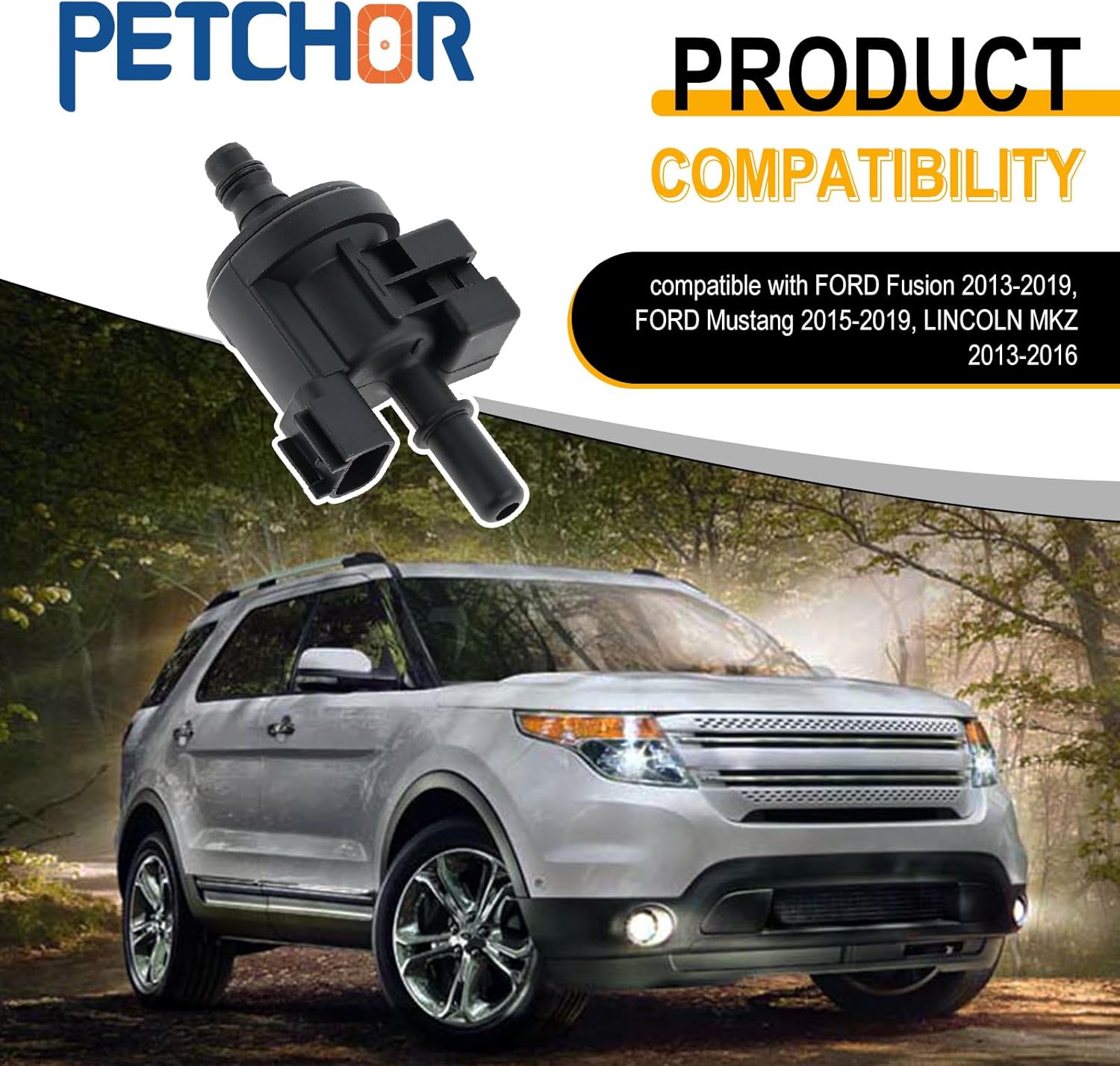 Emission Vapor Canister Purge Solenoid Valve Compatible with Ford 2013-2016, Replaces Part # CU5A9G886AA, 0280142519, DG9Z9D289A