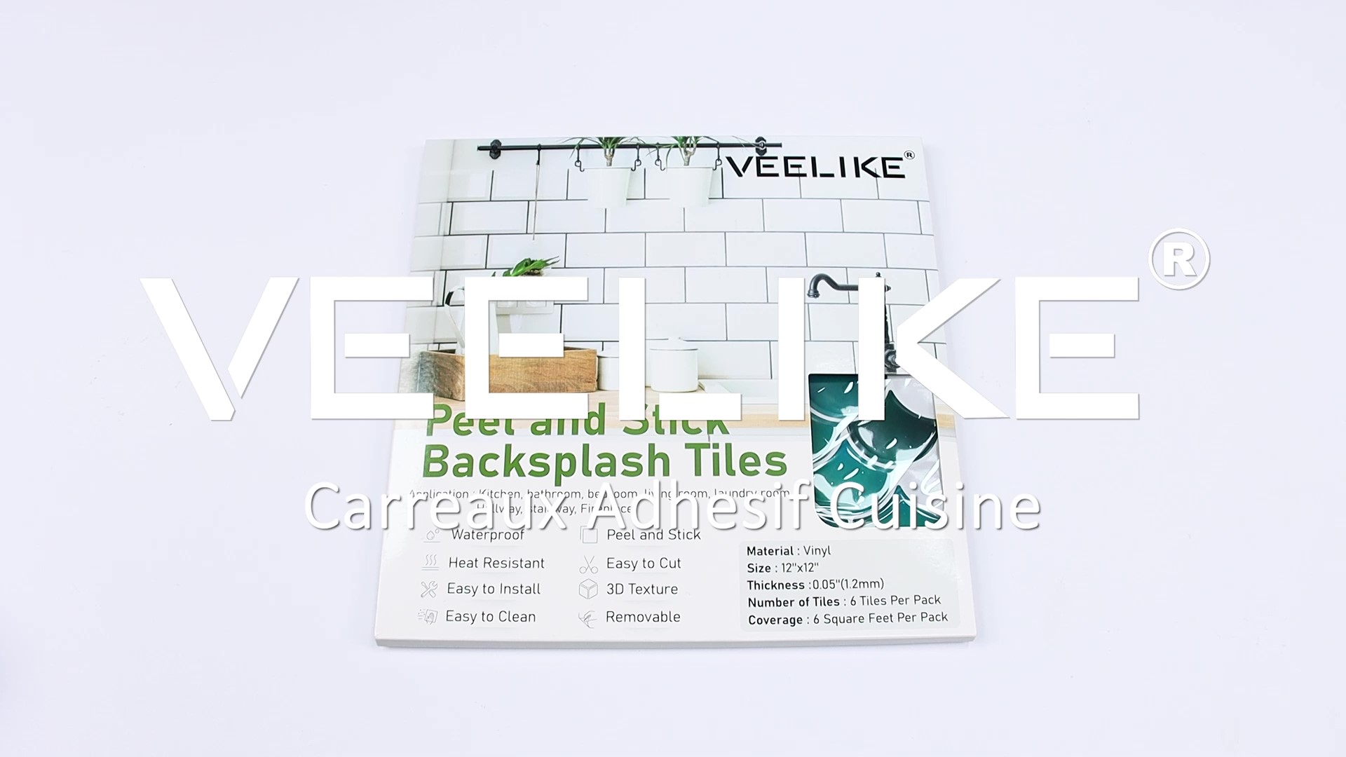 VEELIKE 6 Pièces Credence Adhesive pour Cuisine Vert Foncé Carreaux VEELIKE 6 Pièces Credence Adhesive pour Cuisine Vert Foncé Carreaux