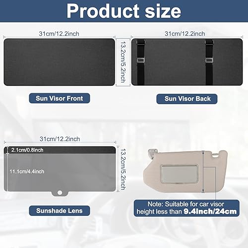 Miniatura 2 de NAZZO Extensor de visera solar para automóvil, bloqueador solar con lente de parasol de PC, posición ajustable de montaje magnético, protege del