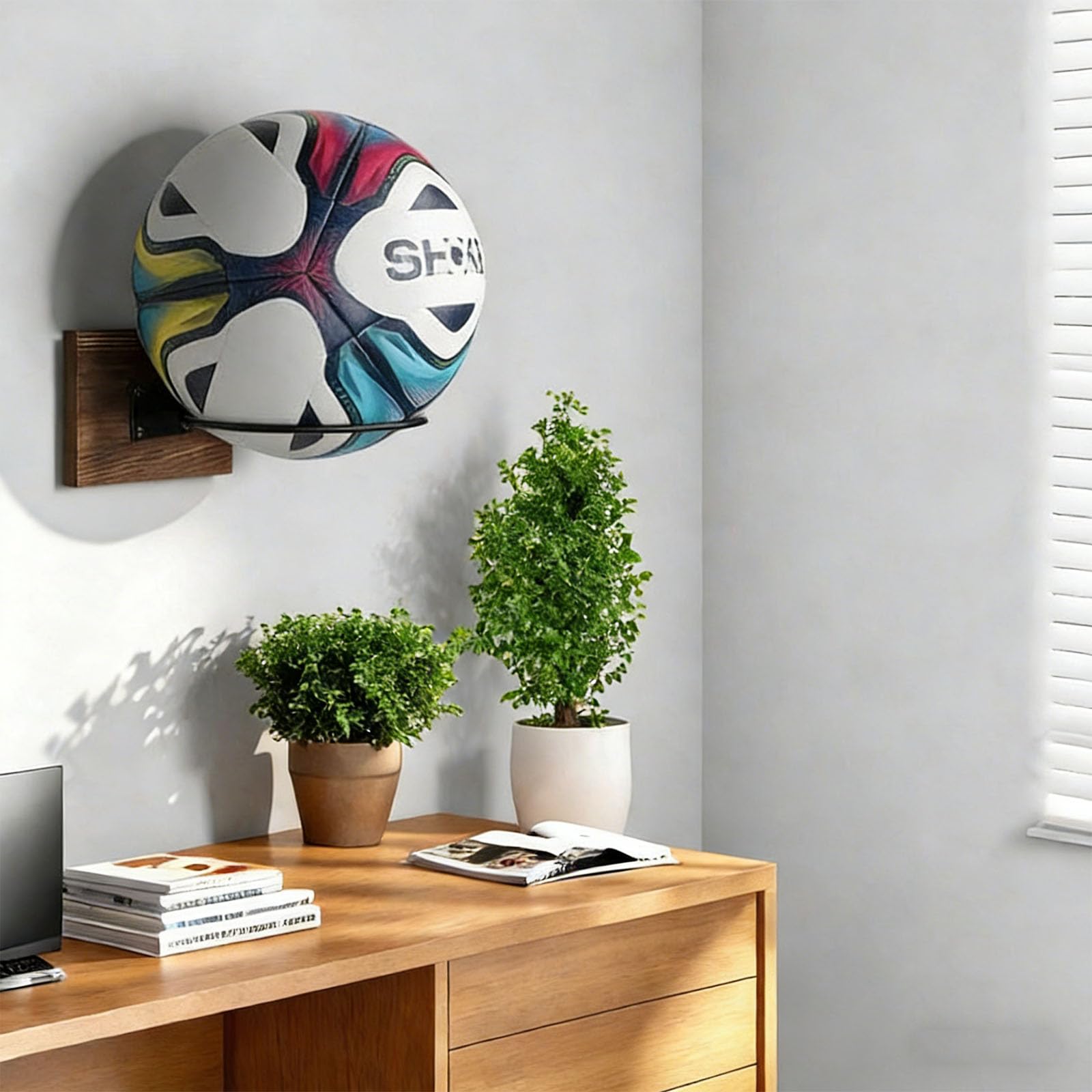 Soporte de pared para pelotas deportivas, multifuncional, para exhibir baloncesto, fútbol, baloncesto
