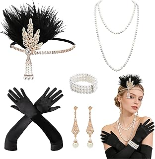 5Pcs 1920s Accessories for Women, Vintage Flapper Accessories with Headb...