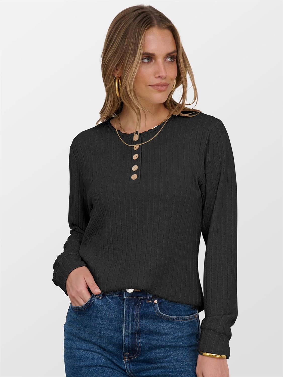 ANRABESS Womens Long Sleeve Henley Shirts Button Down Tunic Tops Fall Lightweight Sweaters Business Casual Blouses 2025 - Image 8