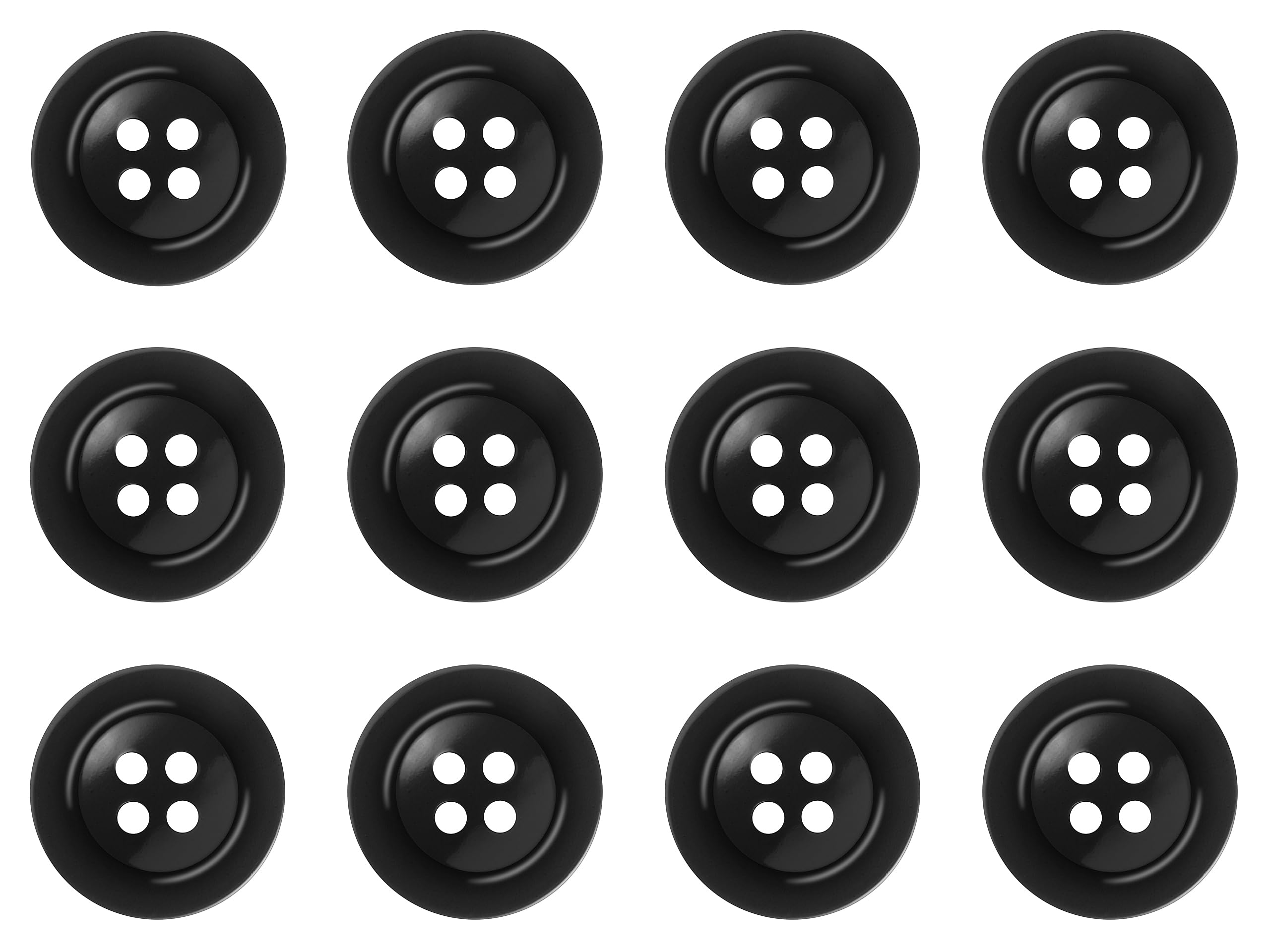 Pack of 12 Dark Blue 19mm Round Sew On Buttons for Trousers with Braces Suits Skirts Domed 4 Holes