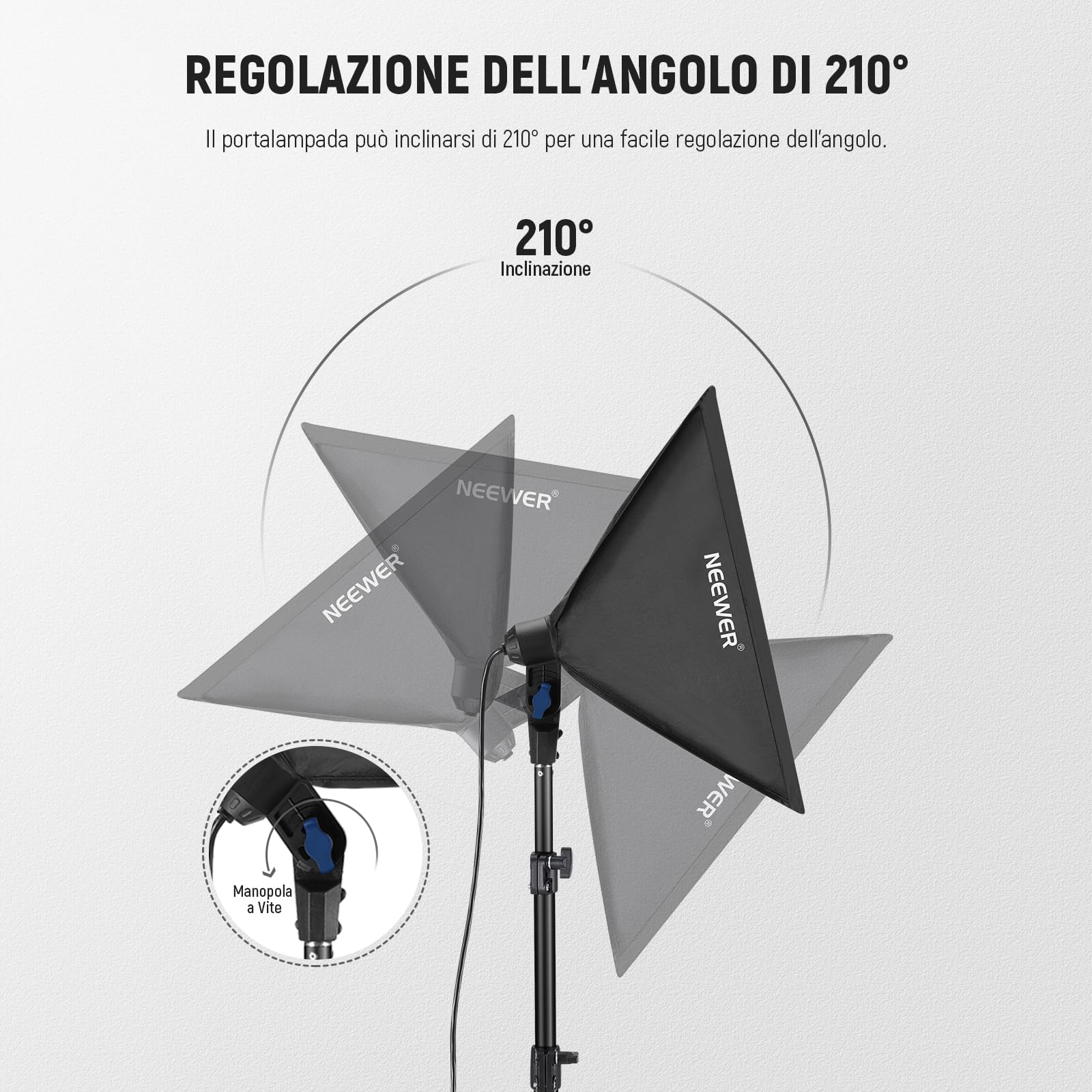 NEEWER Kit di Illuminazione Softbox 40x40cm con Lampadina LED 35W Presa E27 (Spina EU) Certificato CE&UKCA 5700K CRI93+, Cavalletto 180cm per Fotografia Illuminazione Registrazione Video TikTok, SF40