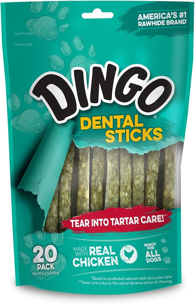 Dental Sticks Dog Treats With Real Chicken & Parsley, 20 Count | Real Parsley Freshens Breath, Chewing Reduces Tartar & Plaque, Fully Digestible, For Adult Dogs