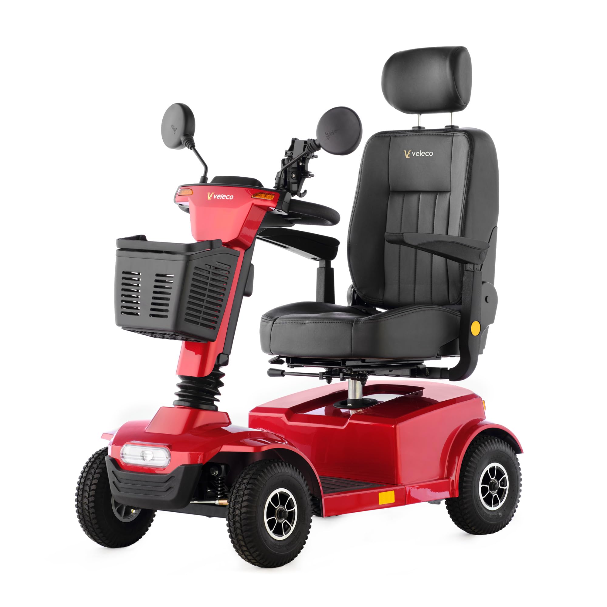 Veleco Jumpy Comfort dispositivo de movilidad reducida de 4 ruedas para personas mayores, suspensión completa, iluminación LED, seguro y resistente (rojo)
