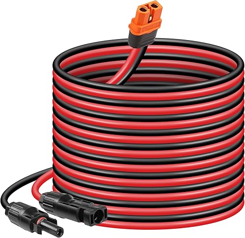 CERRXIAN Conector de panel solar de 16.4 pies16.4 ft 12AWG a XT60i Cable de alimentación de panel solar hembra para panel solar, estación de energía