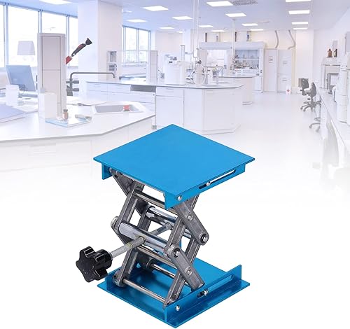 Miniatura 5 de Eujgoov Levantador de soporte de laboratorio Tijera científica elevación Jack 4x4in óxido de aluminio para laboratorios de ciencias escolares