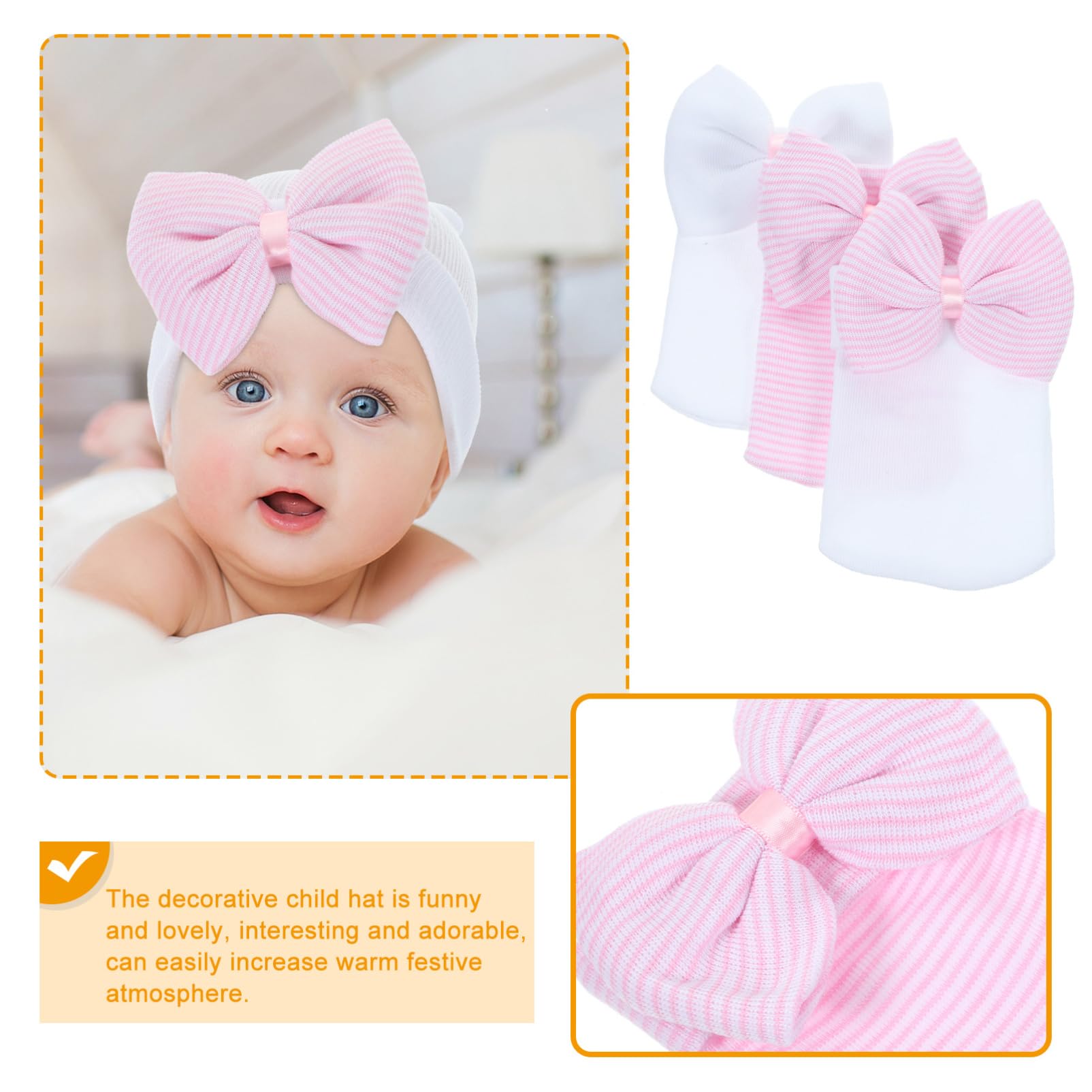 Babyzubehör Für Neugeborene Tapsen Für Babys Babyschleifen -bademütze Babyhandschuhe Mütze Kind Kleinkind Kinderhüte Windeln Mädchen Hüte Kappe Zeug Garn 3st