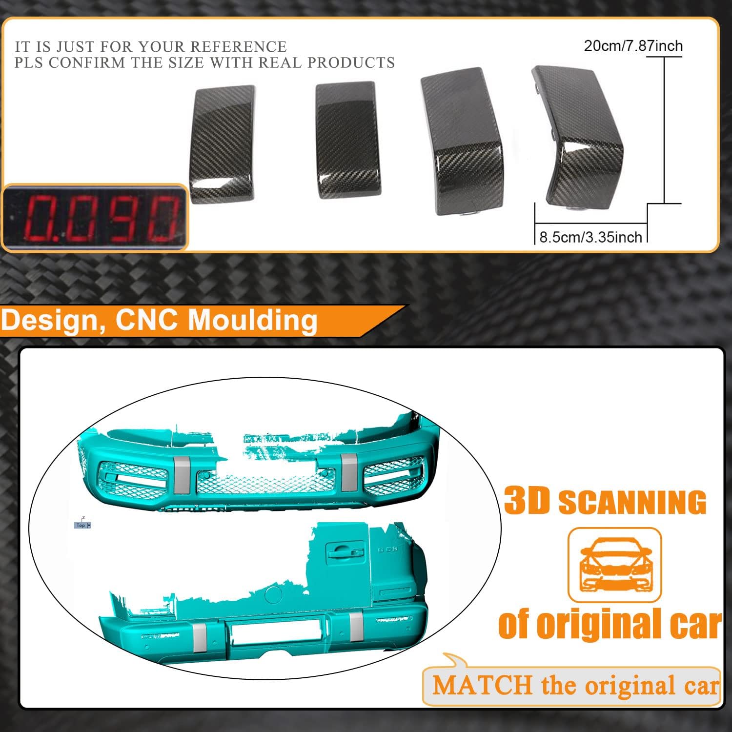 Dry Carbon Fiber Bumper Trim Cover Kit for Mercedes-Benz G Class W463 G63 AMG Wagon 2019 Front&Rear Bumper Guard Protect Covers 4pcs