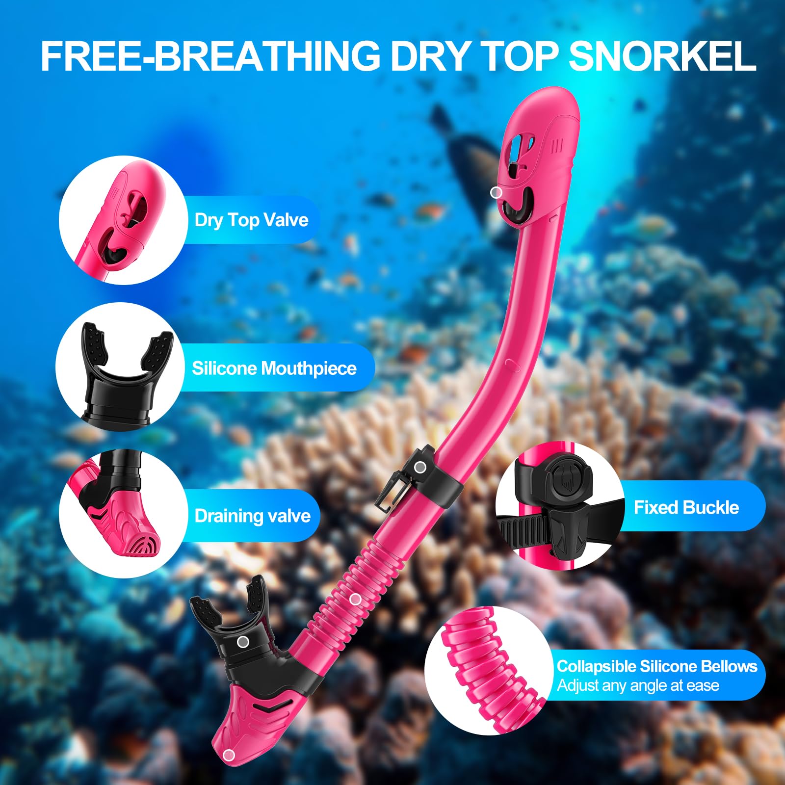 Maschera Subacquea Adulti, Tonfarb Maschera Snorkeling con Maschera e Boccaglio, Panoramica a 180 Gradi e Boccaglio Snorkel, Anti-Nebbia Antiperdita Maschera Sub per Giovani e Adulti