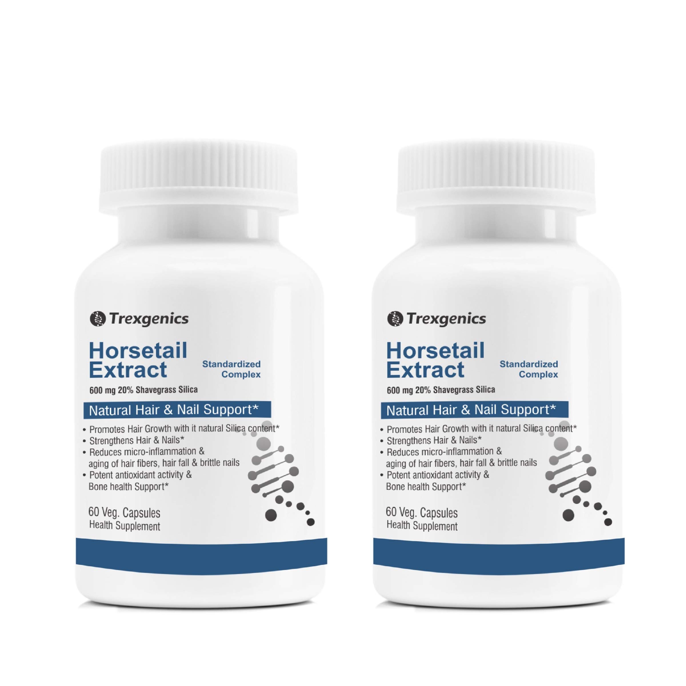 Trexgenics HORSETAIL extract Standardized (20% Shavegrass Silica) 600 mg Natural Hair Growth & Strong Nail Support (60 Vcaps) (2)