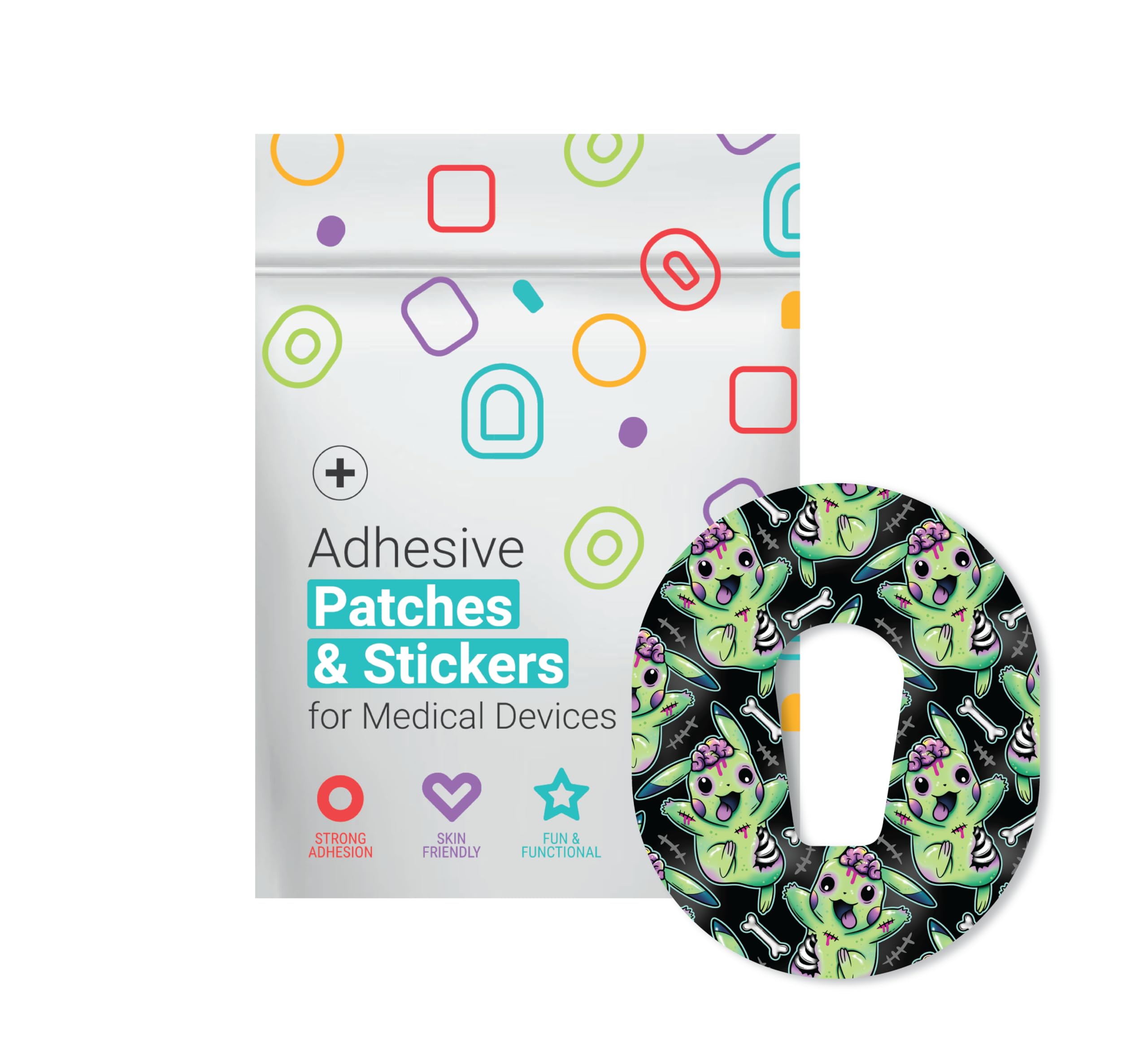 Glucomart Adhesive Patches for Dexcom G6 – 5-Pack Waterproof, Sweatproof CGM Overpatches – Hypoallergenic CGM Patches (Zombichu)