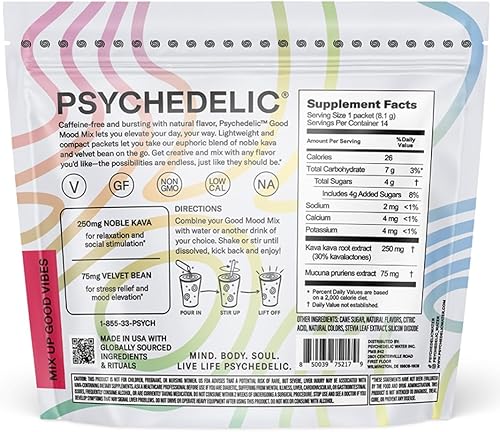 Miniatura 6 de Good Mood Mix - Ponche de frutas - Paquetes de polvo - Mezcla de bebida calmante de kava - Fácil de abrir una sola porción - Polvo de kava con sabor