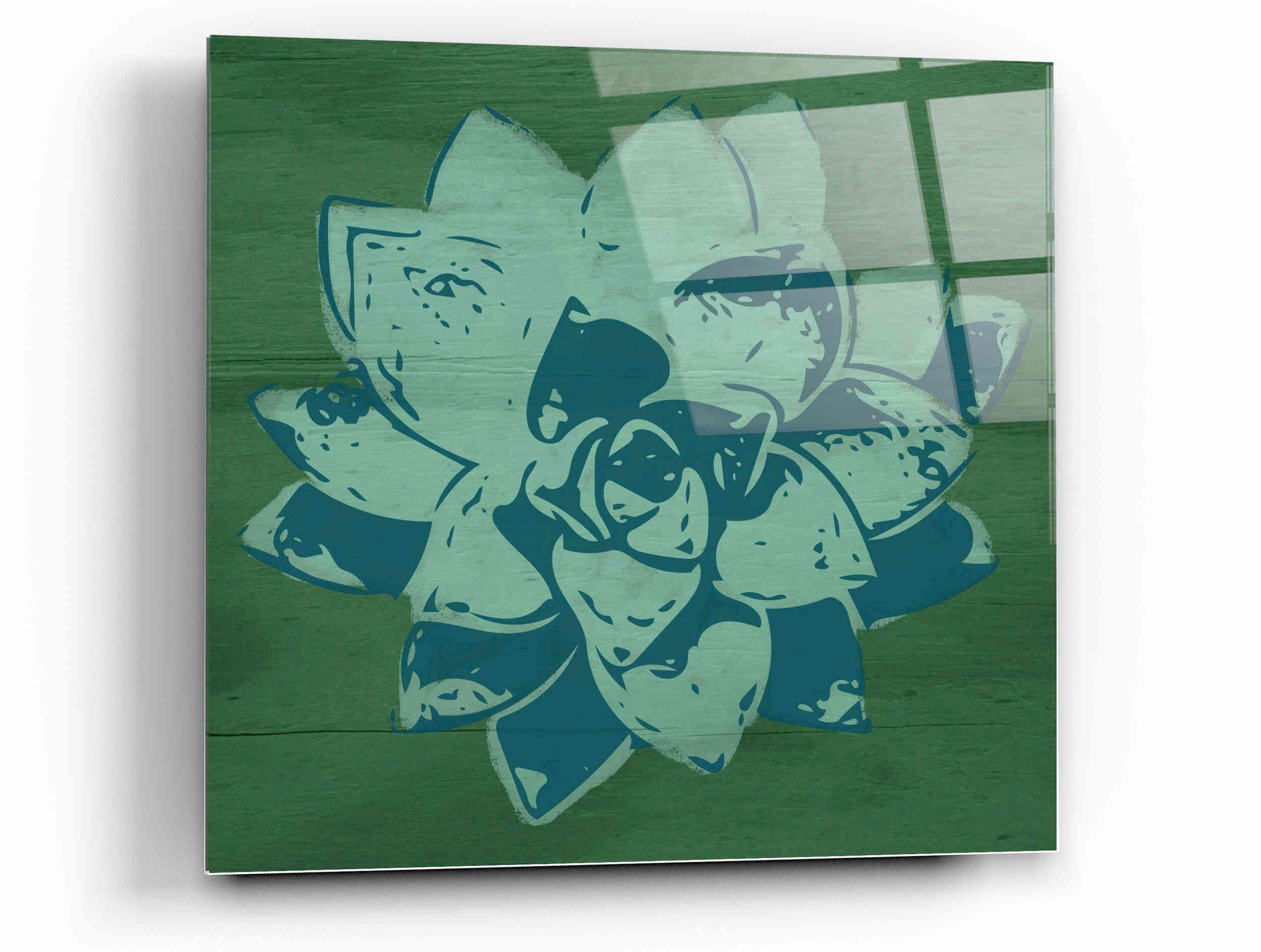 Epic Art 'Boho Succulent Green' by Linda Woods, Acrylic Glass Wall Art, 12"x12"