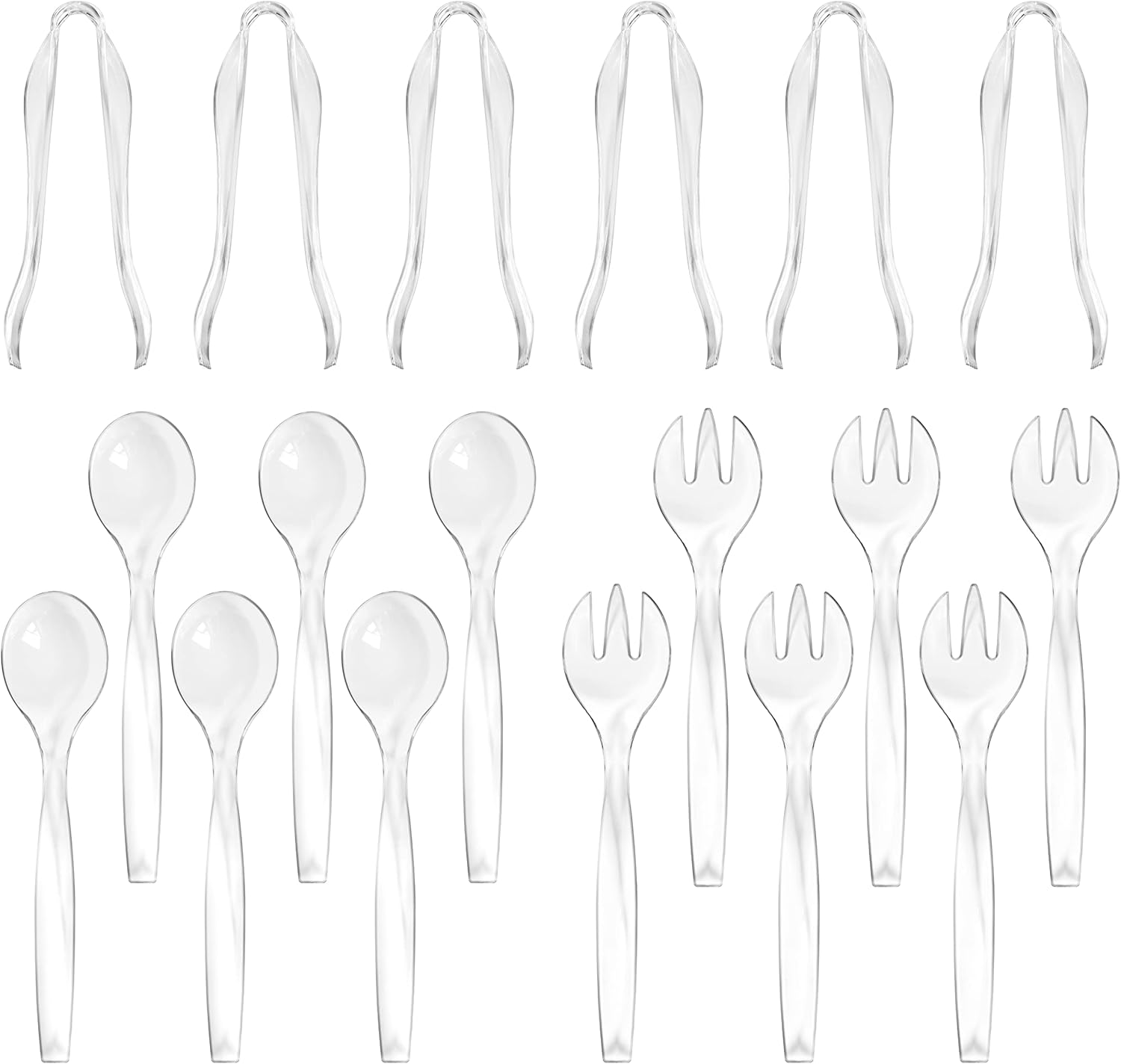 Disposable Plastic Serving Utensils 6 Each 6" Serving Tongs, 10