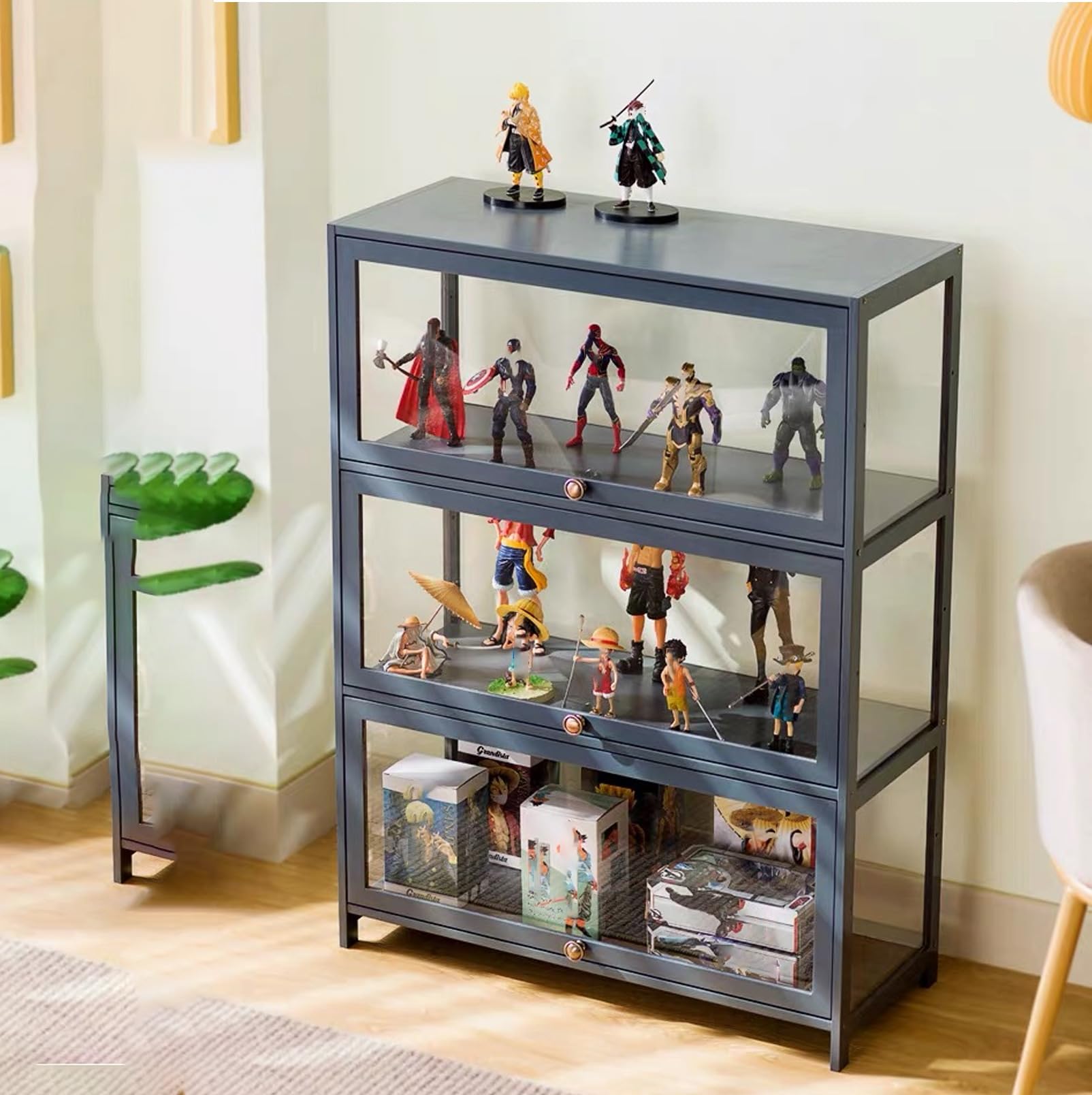 Amazon.co.jp: Pxkmouy 3段高さ106cmコレクションケース ガラスケース 