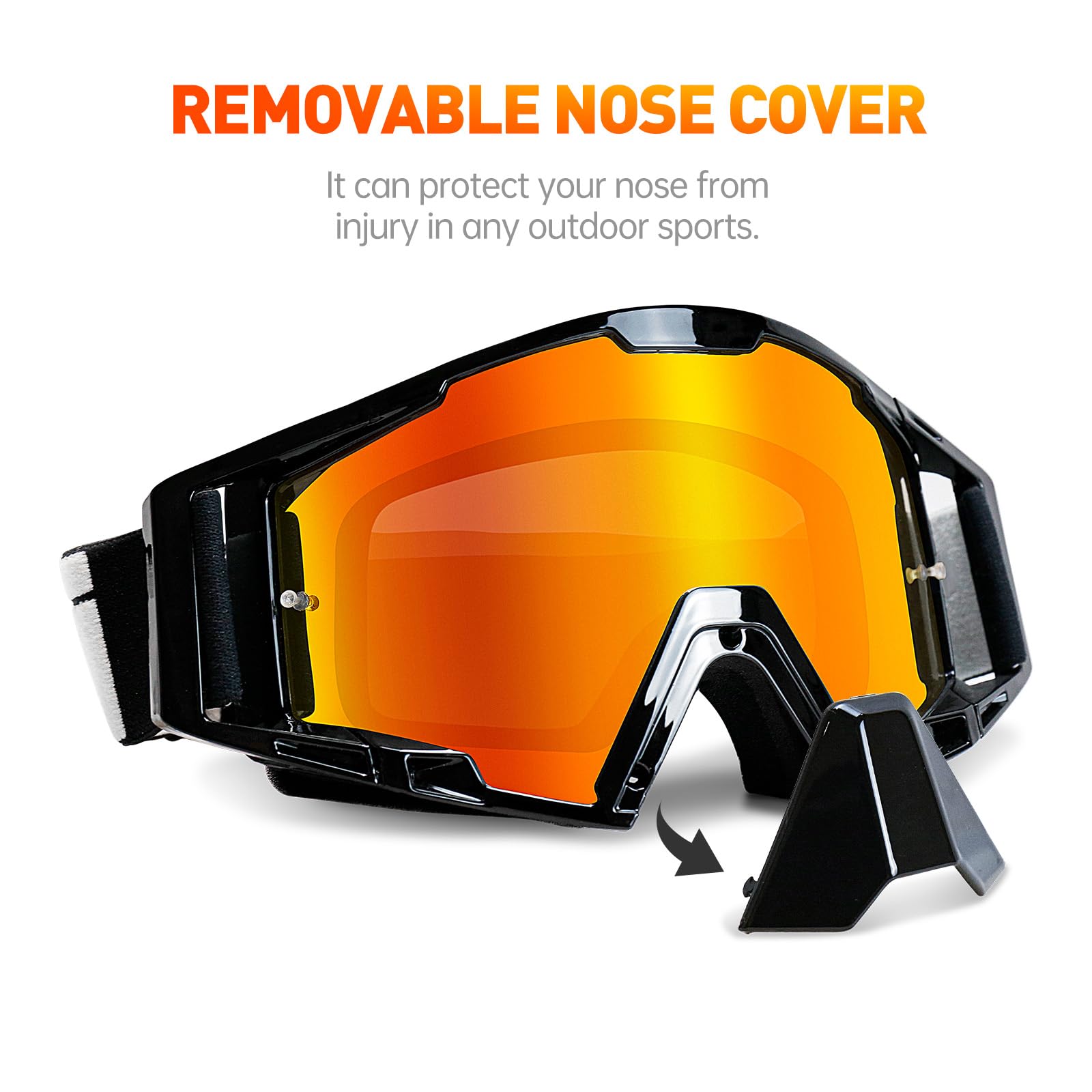 Motocross Brille, Motorradbrille mit Nasenschutz, Skibrille für Damen und Herren, für Outdoor-Sport, als mtb brille