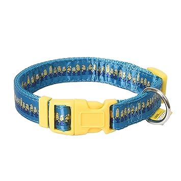 Minions The Rise of Gru Small Dog Collar | Small Blue and Yellow Dog Collar Minions in a Row | Dog Collar for Small Dogs with D-Ring, Cute Dog Apparel & Accessories for Pets
