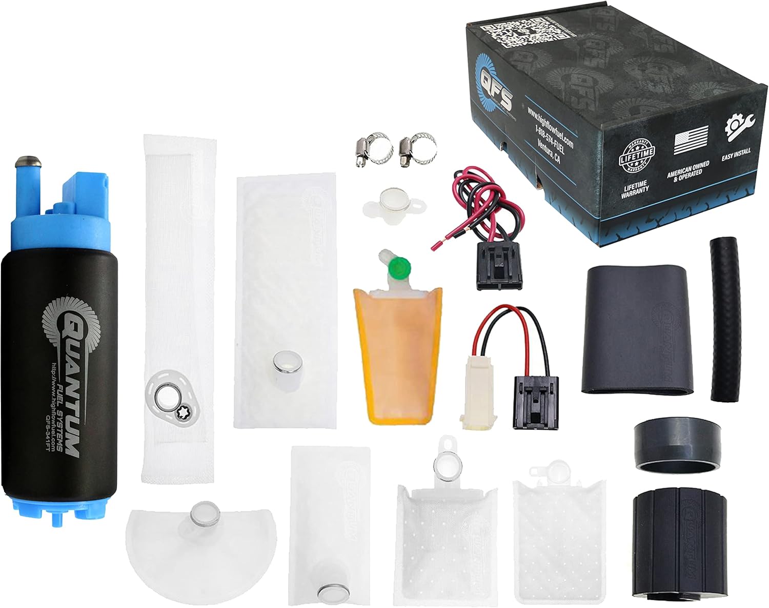 QFS 340LPH E85/Flex In-Tank Performance Fuel Pump Replacement for Universal Fit Buick, Cadillac, Chevy, Dodge, Ford, Honda, Lexus, Mazda, Mitsubishi, Nissan, Oldsmobile, Subaru, Toyota, 1983-2002