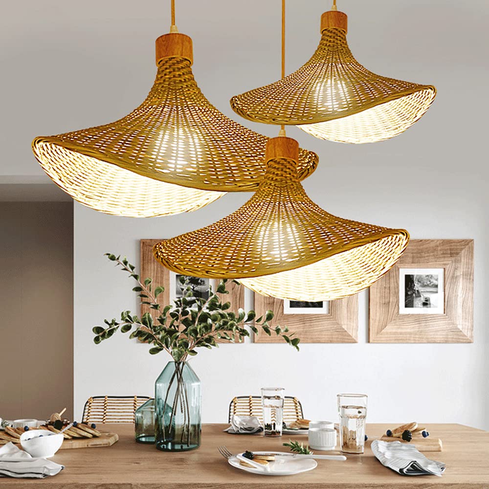 Lampada a Sospensione in Vimini Intrecciato E27, Paralume a Nido d'uccello, Lampada a Sospensione da Fattoria, Lampada E26/E27 con Cavo Regolabile, Lampada da Sala da Pranzo, Camera da Letto, STU
