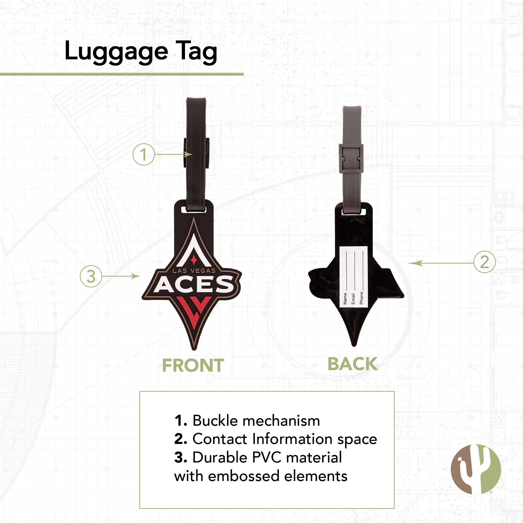 Desert Cactus Las Vegas Aces Luggage Tag TeamWNBA Bag (PVC Luggage Tag)