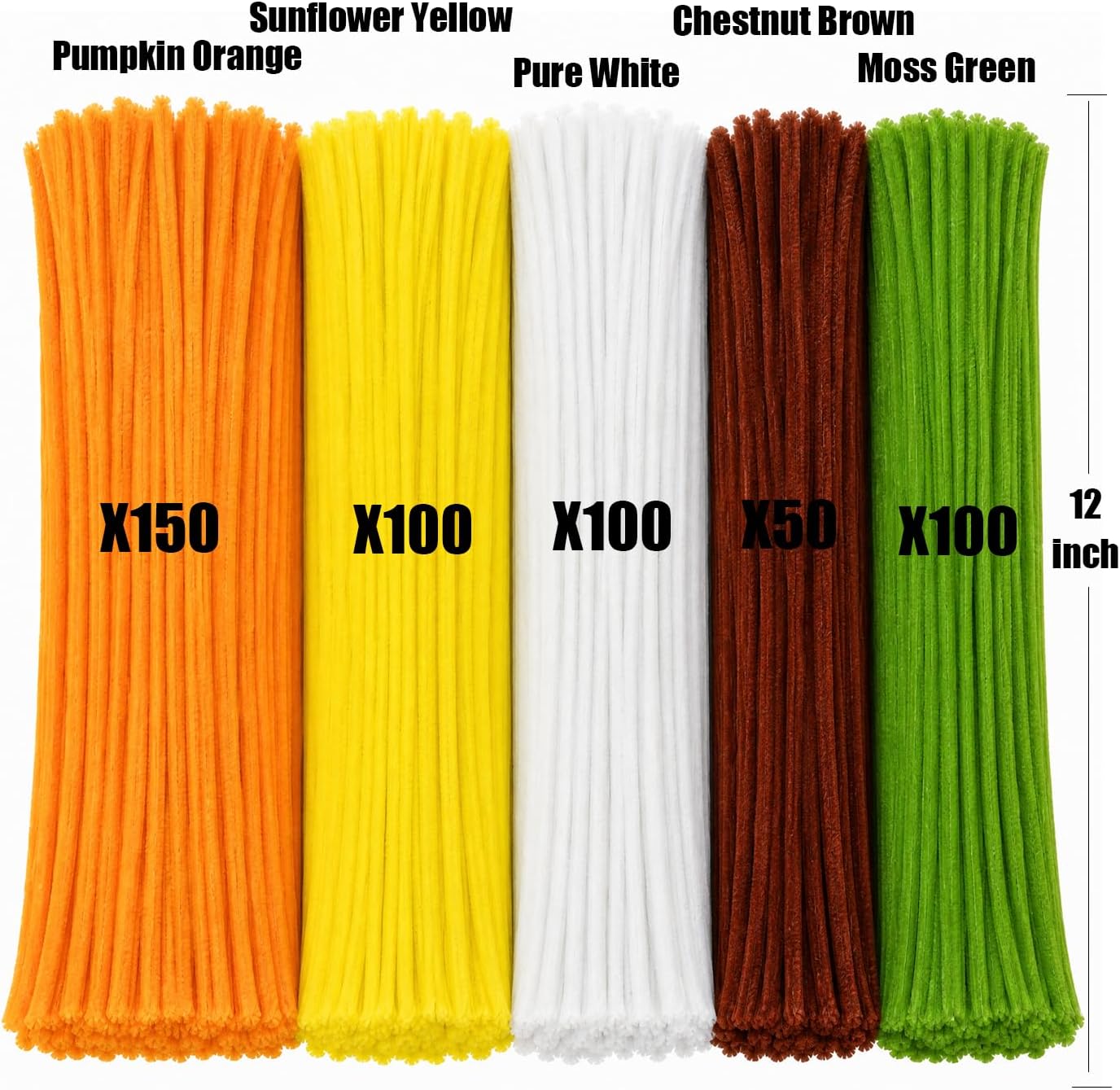 500PCS Pipe Cleaners Craft, 5 Colors Chenille Stems Bulk for Arts and Crafts Supplies, DIY Flower Making, Creative Projects, Holiday Decorations & Kids Handmade Toys