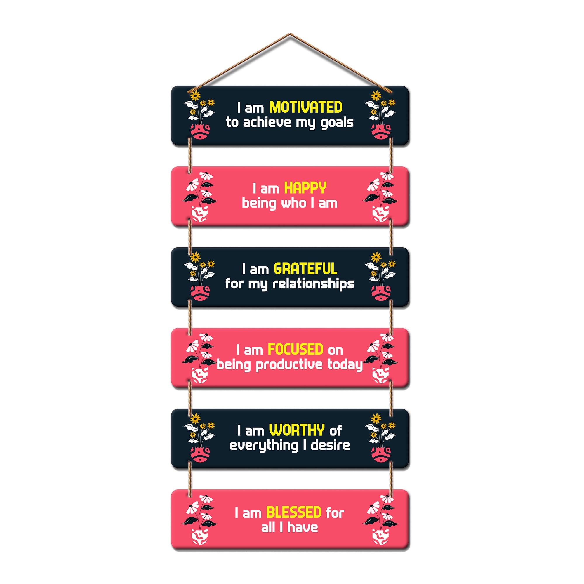 Decor Smart I Am Motivated Grateful Blessed Wooden Wall Hanging | Affirmation Quote Decorative MDF Art for Home | Study Room | Office | Gifts | Engineered Wood Self-Love Wall Decor Accent (DWA_3242)-image-16