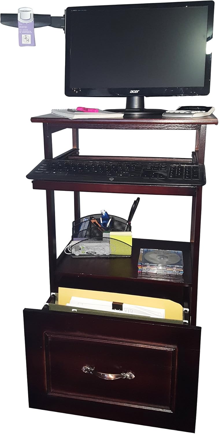 JA Marketing 86 Portable Desk on Wheels Cherry Wood