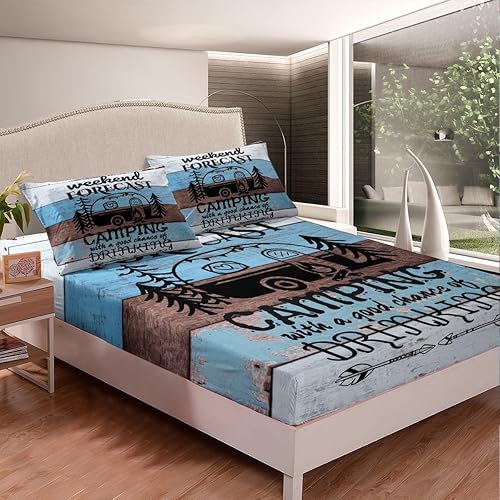 Vista 41 de Erosebridal Sábanas rústicas de granja, sábanas de camping feliz, juego de sábanas para decoración de cámper para niños, adolescentes, mujeres