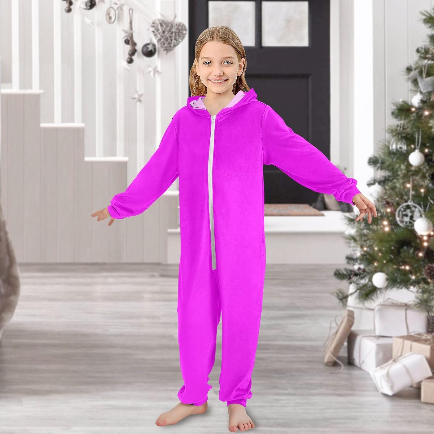 ODAWA One Piece Costume Apricot Unisex One Piece Winter PJs with Hood, Warm Pajamas 4T