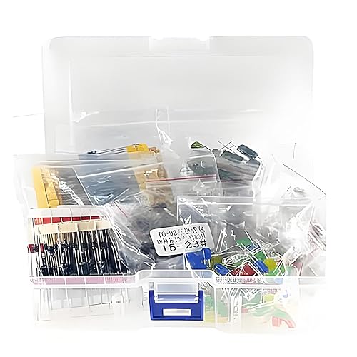 CenryKay 1610PCS Kit surtido de componentes electrónicos, condensador electrolítico, condensador de cerámica, diodo LED, diodo común, resistencia,