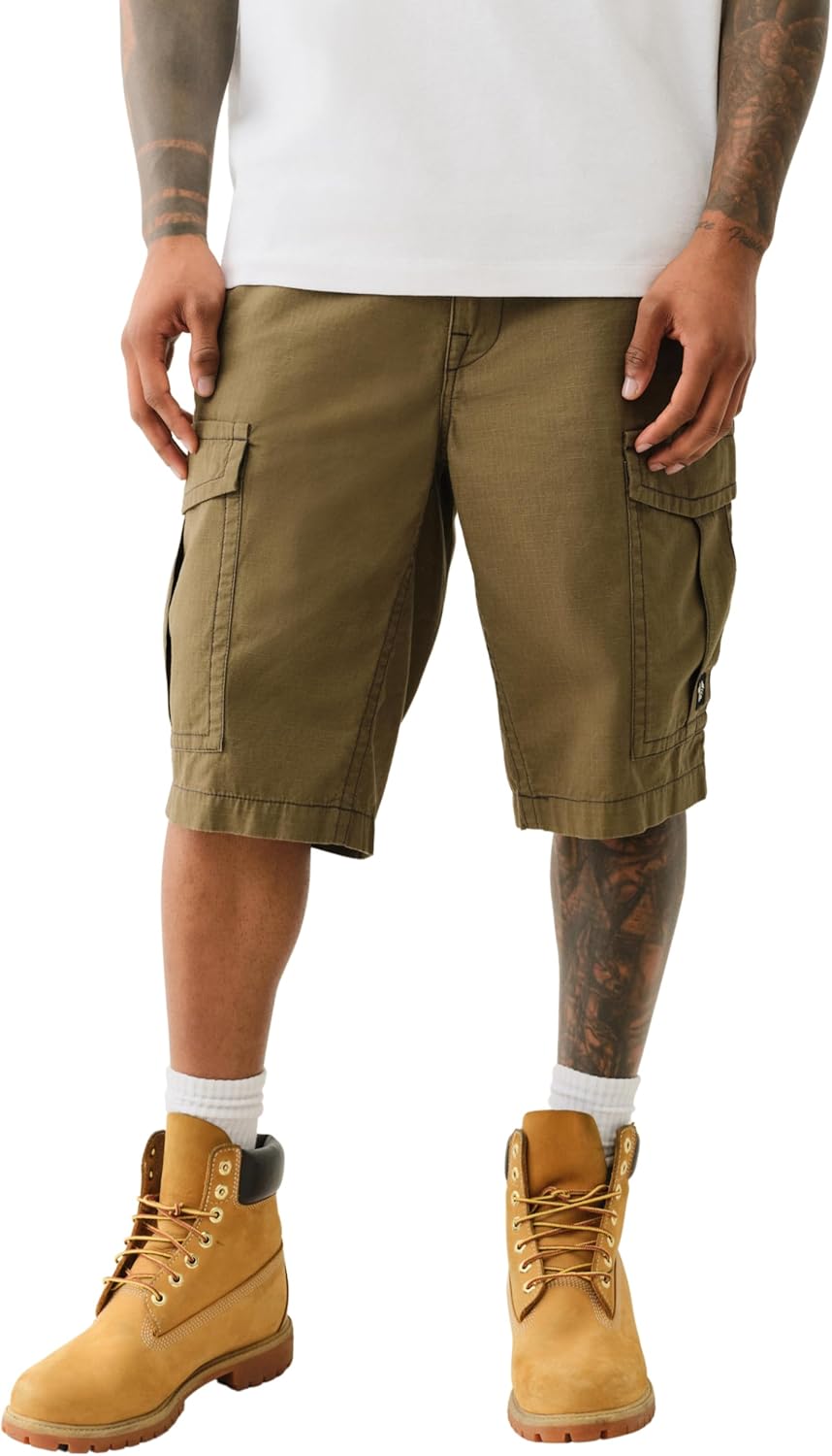 True Religion Men's Relaxed Sn Cargo Flap Short | Cargo Shorts with Flap Pockets