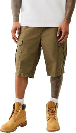 True Religion Mens Relaxed Sn Cargo Flap Short | Cargo Shorts with Flap Pockets