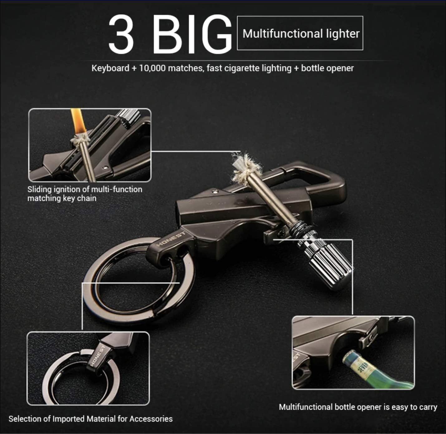 Everlasting Flint Match, Permanent Match Bottle Opener Metal Keychain, Reusable Survival Fire Starter Lighter, Emergency Waterproof Striker Stick Kit : Sports & Outdoors