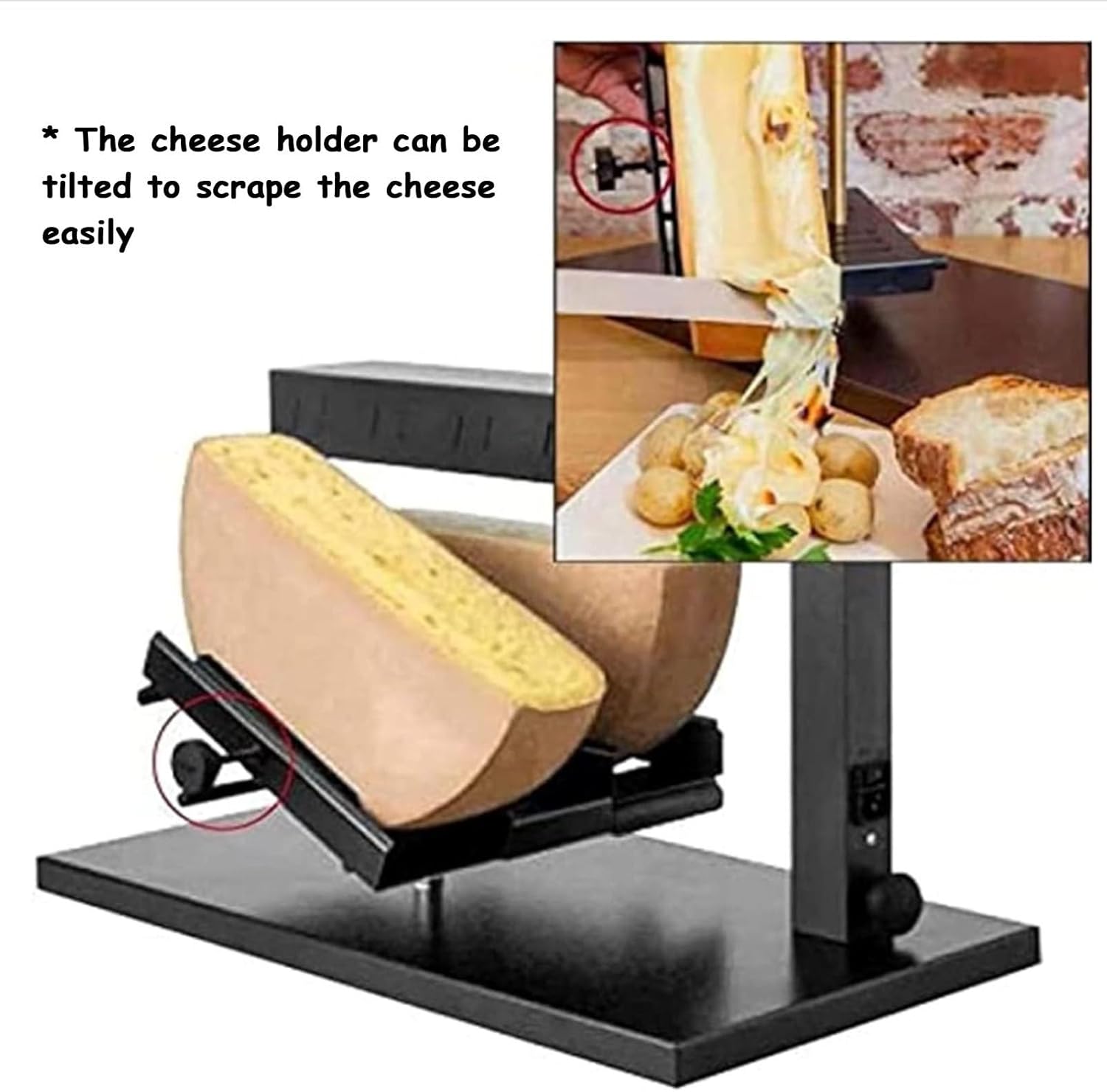 Raclette Cheese Melter Machine Commercial Dispender Electric for 2 Pieces of Half Cheese Wheel,Multi-Function Swiss Dish Maker | Rapid Heating