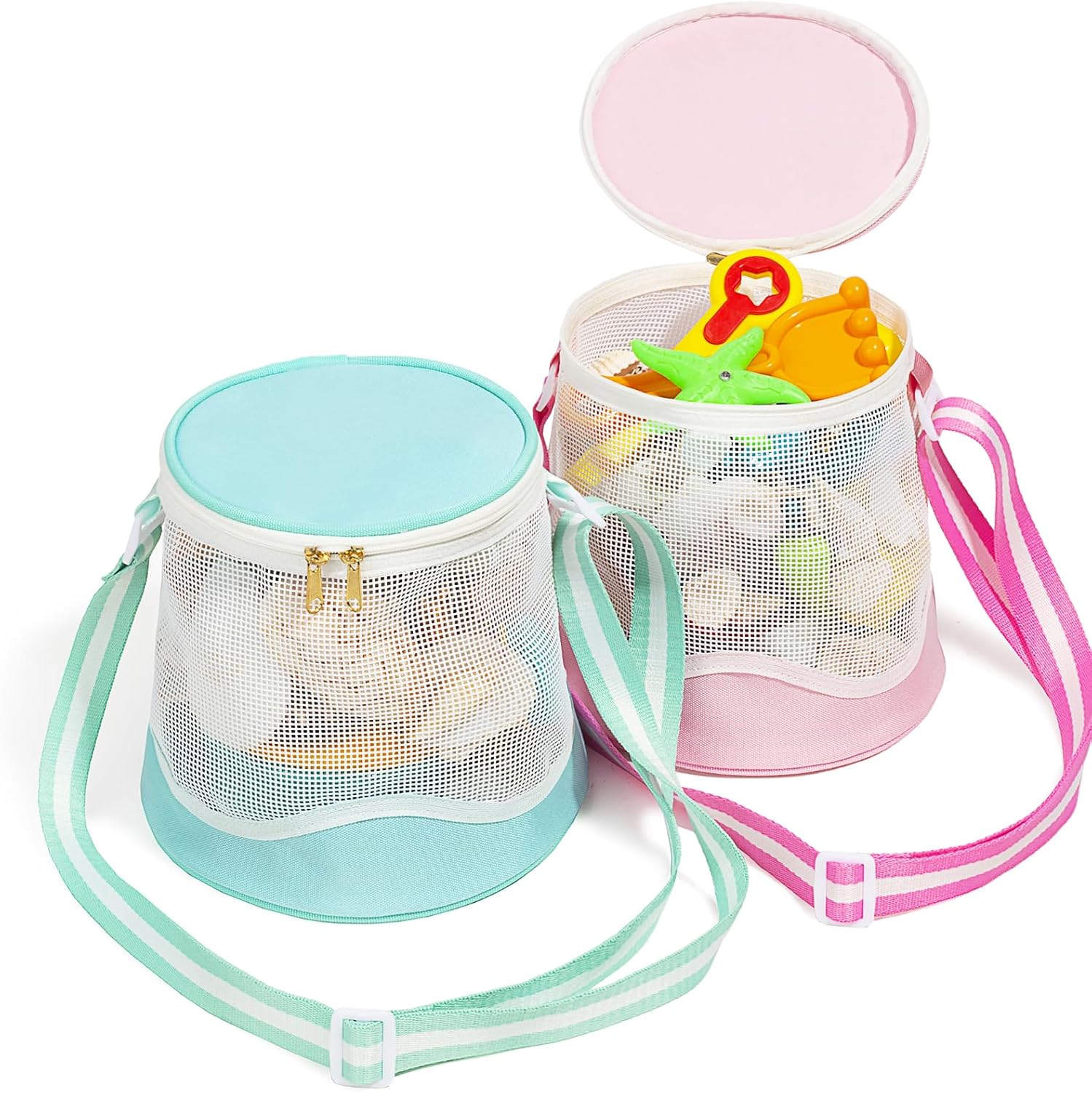 Austion mesh Beach Bag for Kids, Beach Seashell Bag Kids