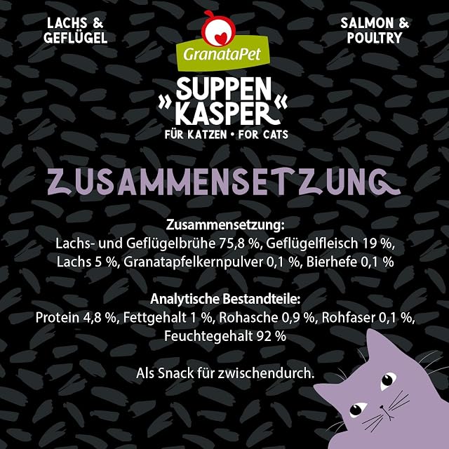 Foto 4 de 6 de GranataPet Suppenkasper Salmón y Aves de Corral, Sopa para Gatos, Sopa contra el Hambre