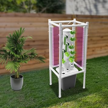 Hydroponics Growing System,30 Pods Hydroponic Tower with Full-Spectrum Grow Lights,Indoor Herb Garden with LED Grow Light,Hydroponics Growing System Kit,Plants Germination Kit for Indoor Herbs (Grey)
