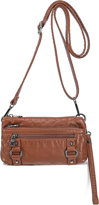 Haytijoe Triple Zip Crossbody Purses Small Crossbody Bags for Women Cell Phone Purse Soft Leather Cross Body Clutch Purse