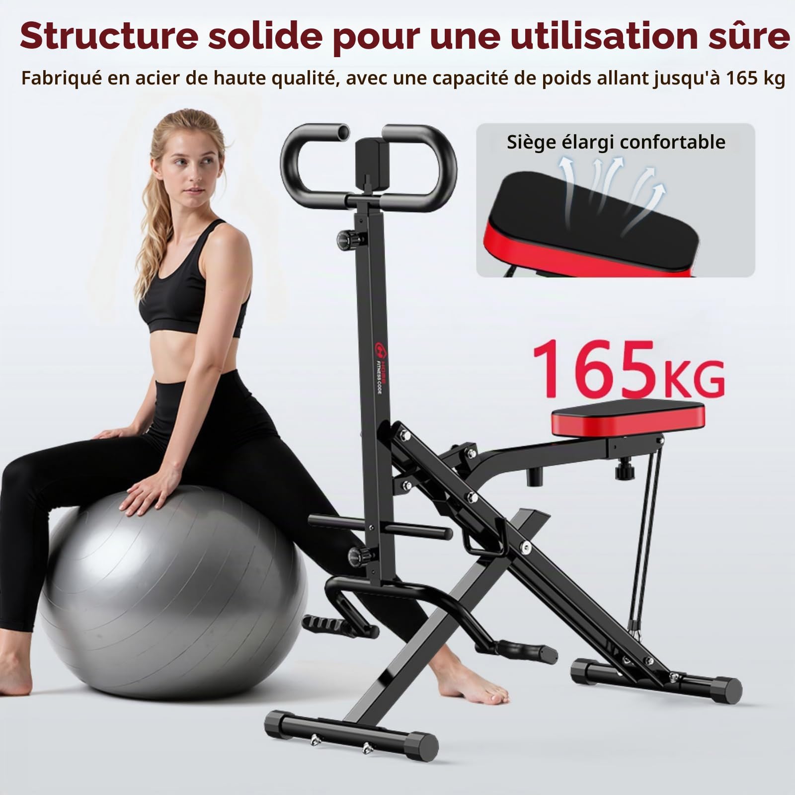 Machine à Squat Pliable, Équipement Fitness pour Maison, Appareil d'Assistance pour Squat et Rameur, Entraîneur Abdominal et Gainage, Pliable, Machine de Musculation Complète du Corps à Domicile