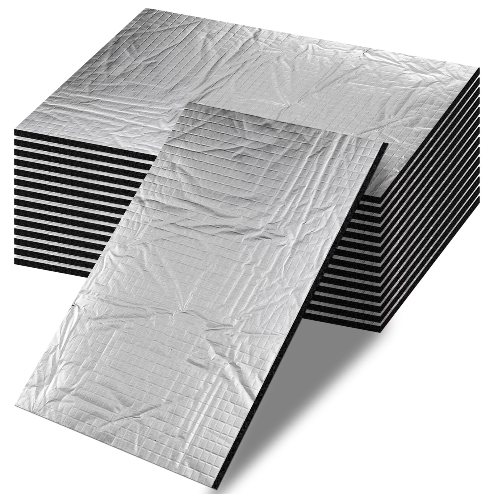 Tappetino isolante per auto, 15 pezzi, 5 mm, 40 x 25 cm, in alluminio butilico, autoadesivo, per protezione dal rumore, antivibrazione e isolamento acustico